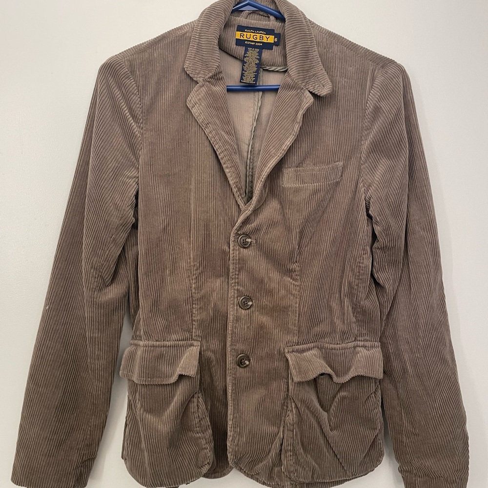 Rugby Ralph Lauren Brown Corduroy Women’s Blazer/Coat with Elbow Patches Size 6